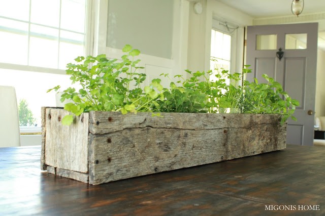 Kitchen herb garden in wood box planter migonis home