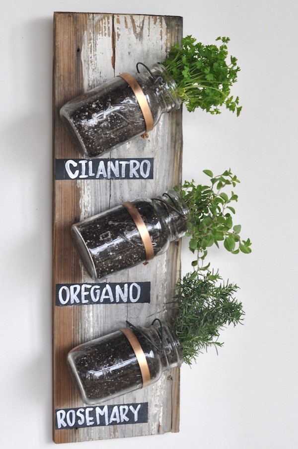 Mason jar indoor herb garden camille styles